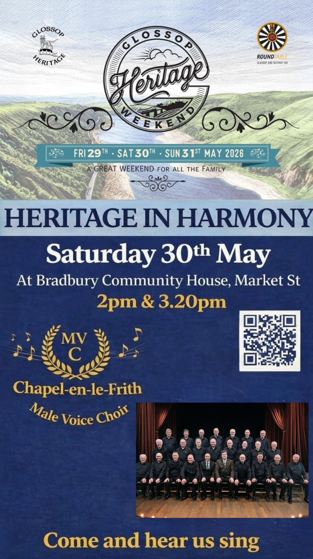 Poster advertising Glossop concert 30th May 2026